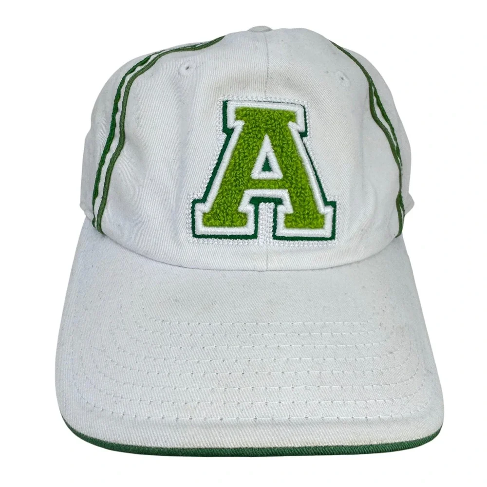 Vintage‎ Style Adidas Baseball Cap Hat White Green Letter A Adjustable One Size